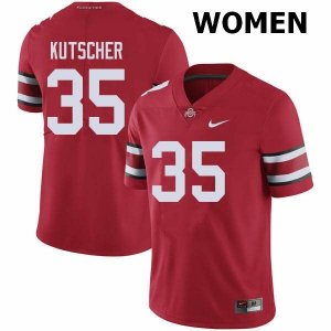 Women's Ohio State Buckeyes #35 Austin Kutscher Red Nike NCAA College Football Jersey Authentic EYR7144PQ